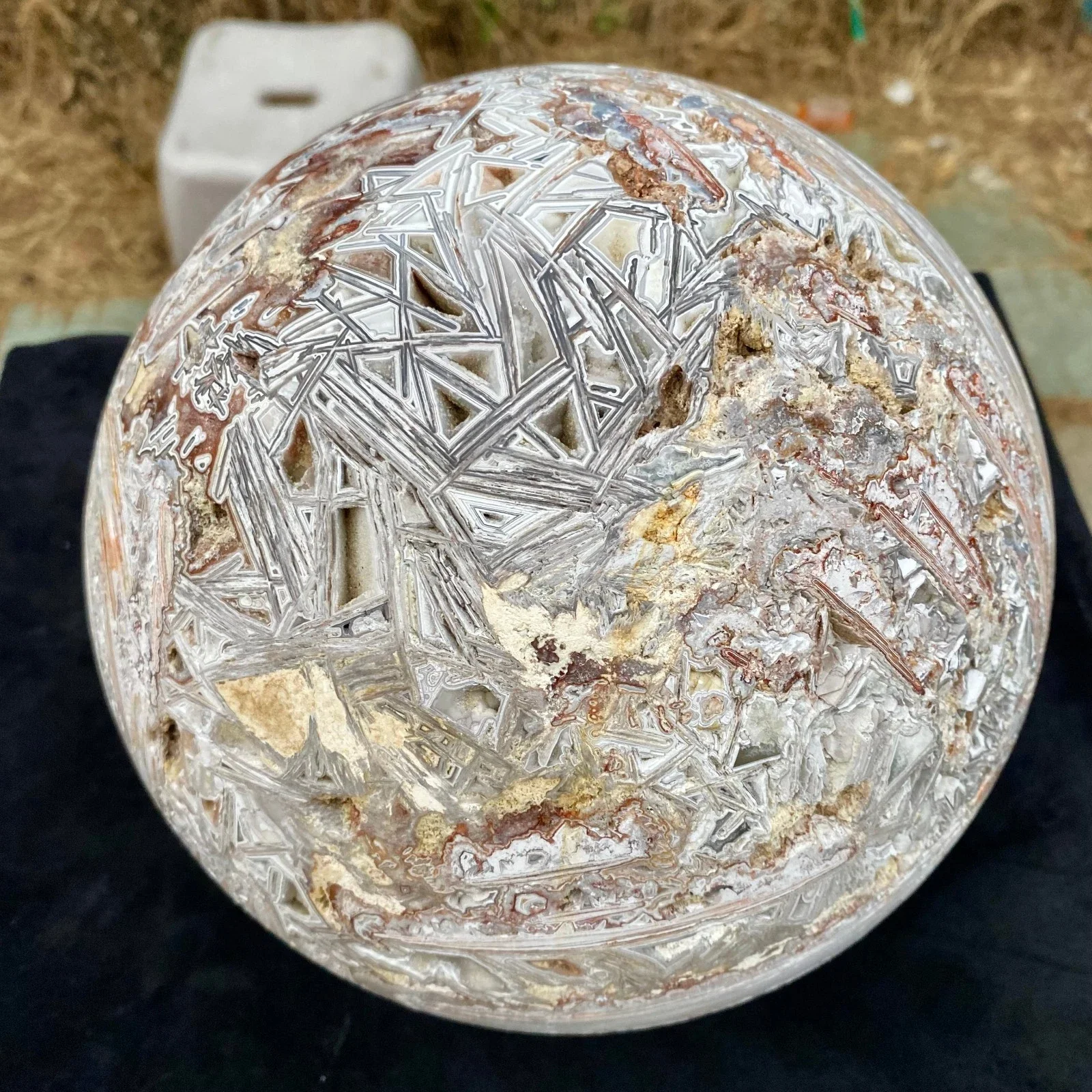 Natural Mexican Agate Crystal Quartz Sphere, For Spiritual Healing, Home Decoration, Demagnetization, Purification And Meditatio