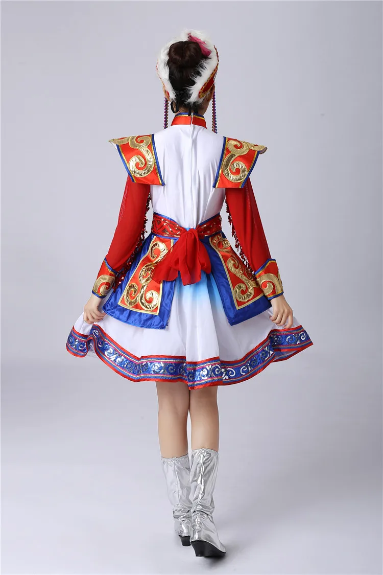 Stroje taneczne Mongolii Wewnętrznej, stroje mniejszości narodowych, mongolskie szaty, suknie sceniczne damskie, mongolskie kostiumy sceniczne.