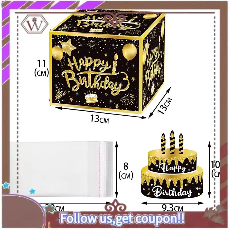 ABBG-caja de dinero para efectivo, caja de dinero de cumpleaños, juego de regalo con tarjeta de cumpleaños y bolsas adhesivas, duradera, color negro