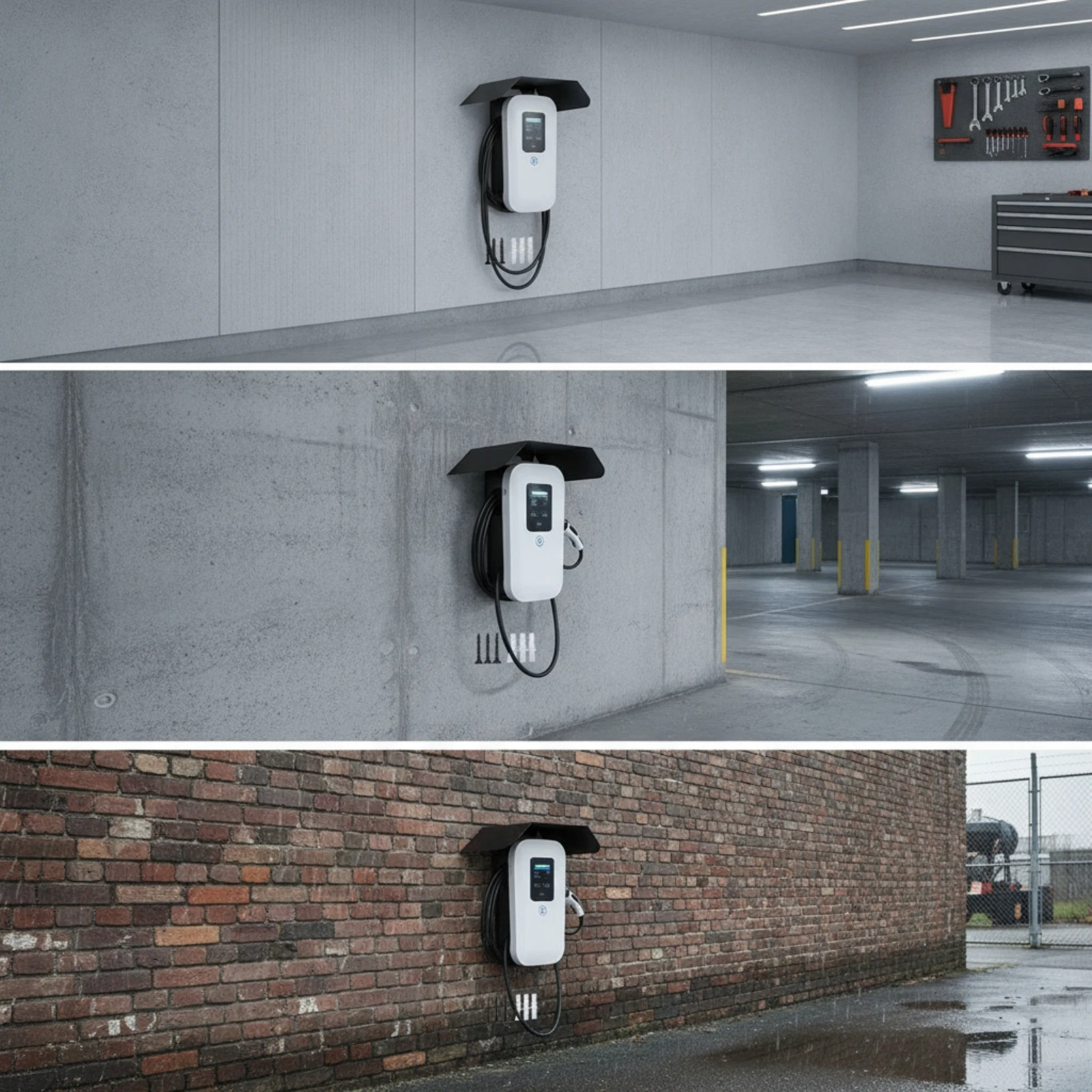 EV Charger Rain Cover Weatherproof EV Charger Cover Charging Station Canopy Wall-Mounted Charging Unit Protective Roof Aluminum