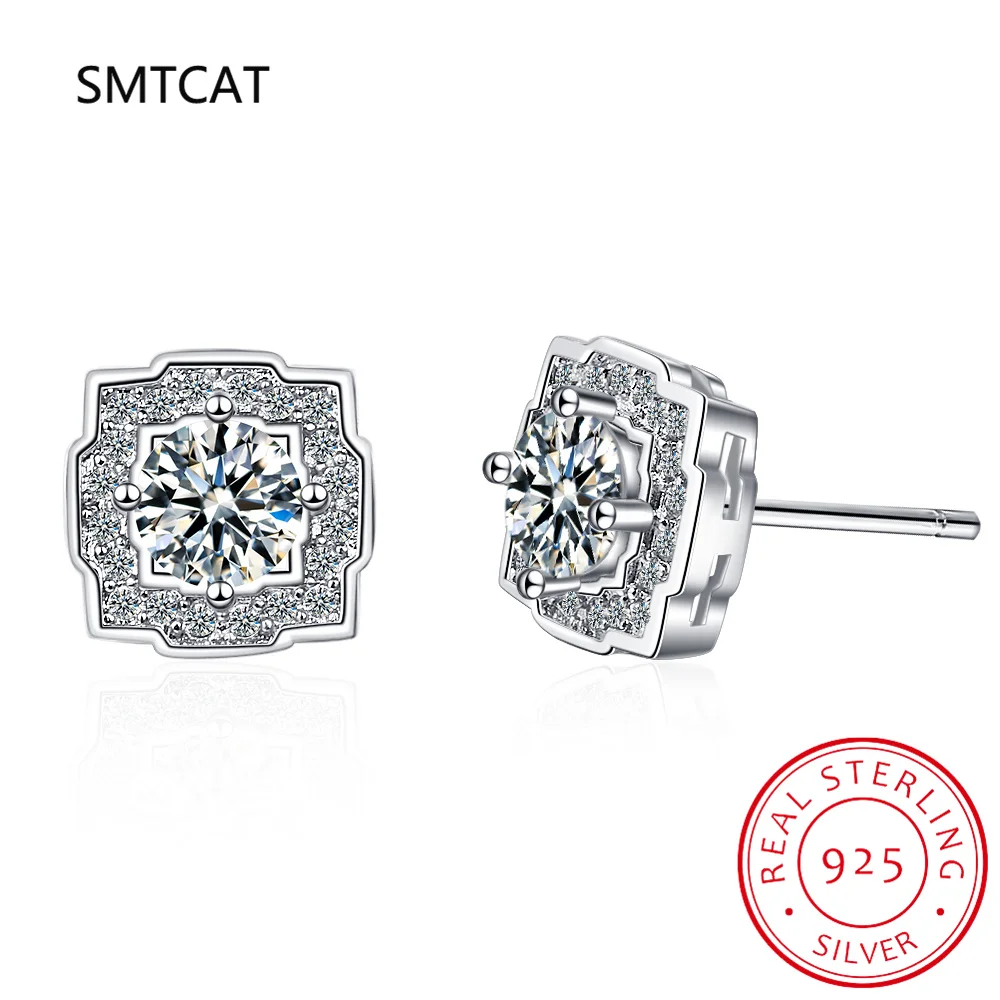 

Real D Color Moissanite Square Stud Earrings For Women 925 Sterling Silver Sparkling Lab Diamond Earring Wedding Jewelry Brincos