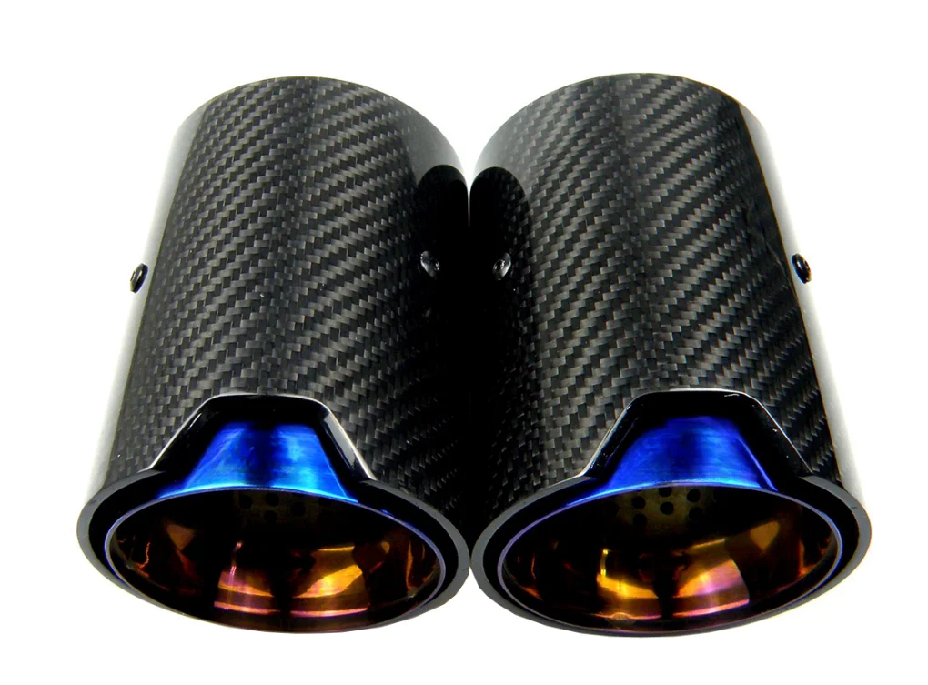 1 Piece Burnt Blue Carbon Fiber Exhaust Tip Muffler For Performance exhaust pipe M2 F87 M3 F80 M4 F82 F83 M5 F10 M6 F12