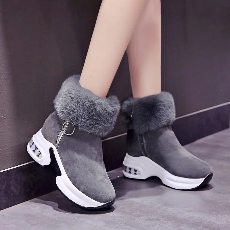 2020Women Winter Warm Rabbit Fur Sneakers Platform Snow Boots Women Ankle Boots Female Causal Shoes Ankle Boots For Women