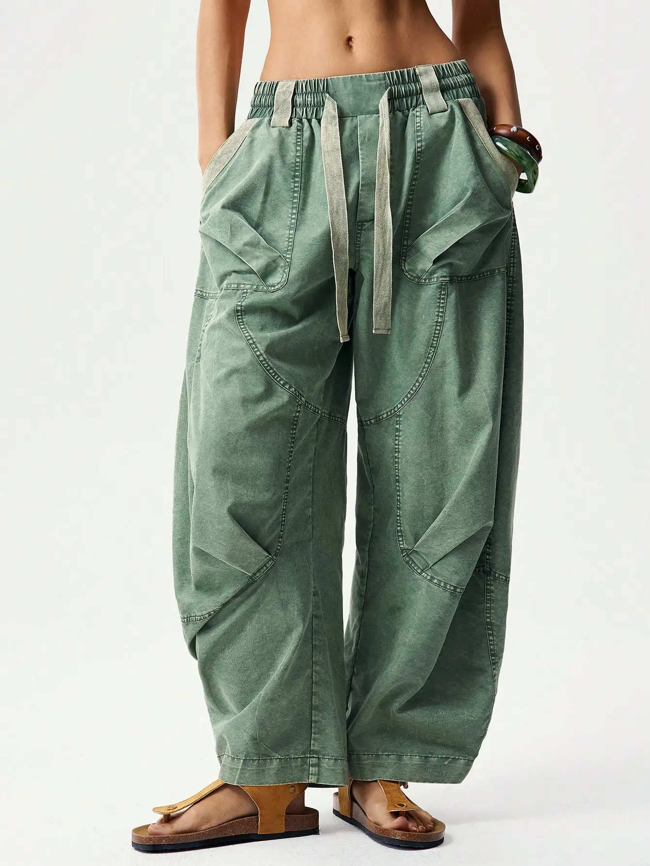 Women's Solid Color Woven Harem Pants, Spring/Summer