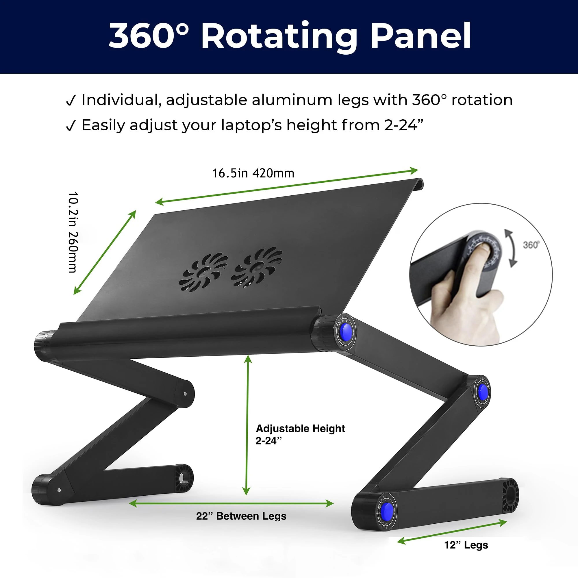 Imagen 6: Soporte de mesa para ordenador portátil, base ajustable con alfombrilla de ratón, refrigeración de aluminio, para cama