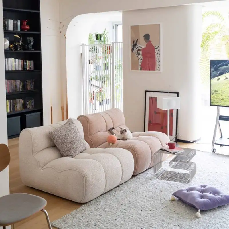 

Yellow Puff Living Room Sofas Beige Designer Individual Nordic Sofa Living Room Lounges Lazy Banken Woonkamer Furniture For Home