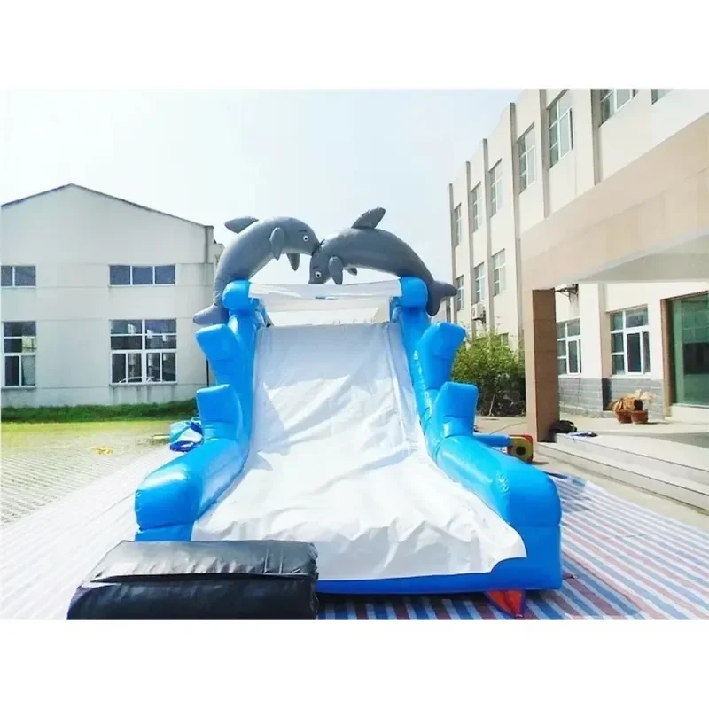 Inflatable Dolphin Slide Water Slide Bounce House for Swimming Pool