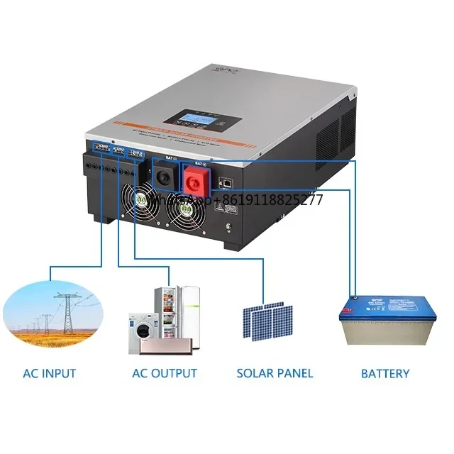 Off Grid Split Fase Inverter 120V 240V 5kw 6kw 24V 48V Zonne-Energie Omvormer Hybride Met 100a Mppt Lading Controller