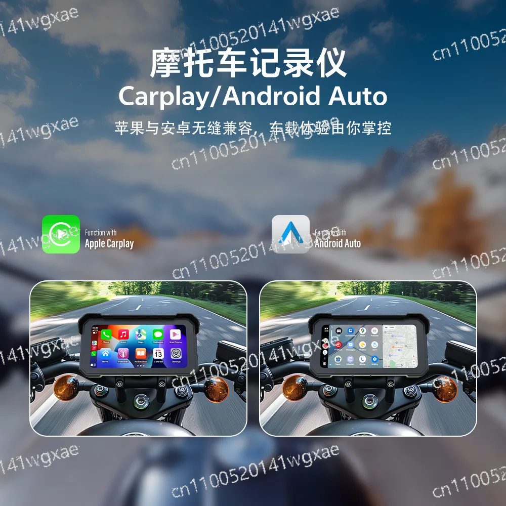 

6-дюймовый водонепроницаемый мотоциклетный навигатор с CarPlay, Android Auto, HD-камерой с двумя объективами, мониторингом давления в шинах и дистанционным управлением