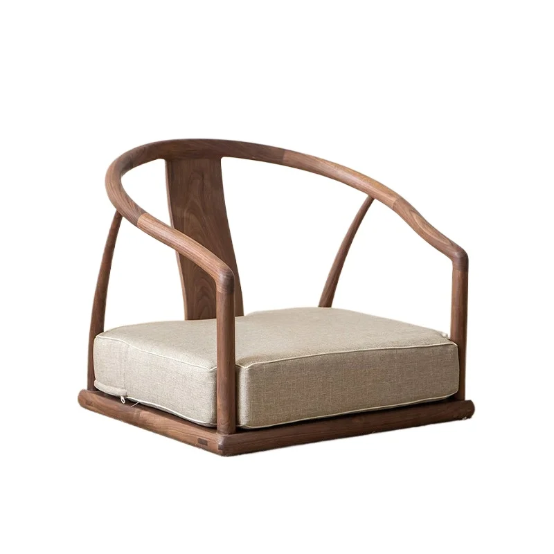 Black walnut zen chair cross-legged meditation practice chair Chinese lazy, solid wood balcony tatami
