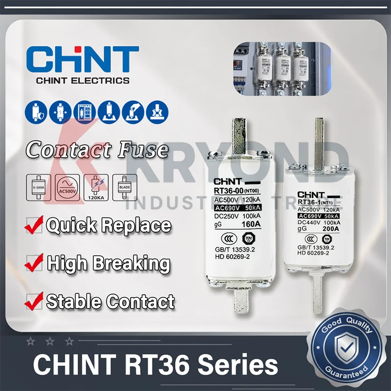CHINT RT36 Series NT00 NT1 NT2 NT3 Knife Fuse Link Base Holder Handle 160A-630A AC690V Industrial Power Distribution Protection