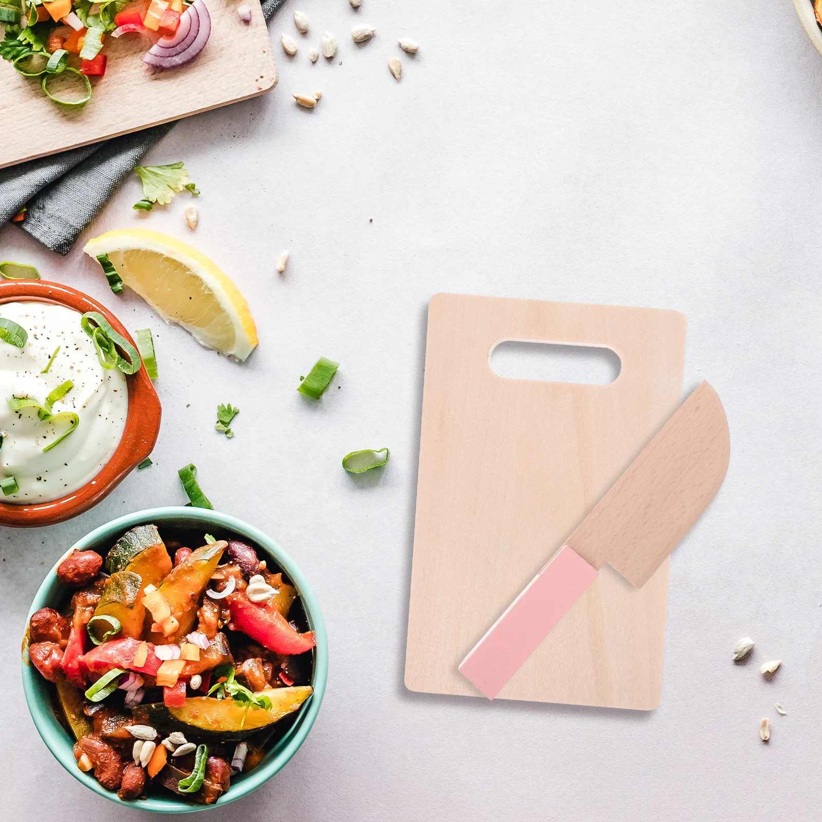 1 Juego 1 Juego de tabla de cortar de madera para niños, cocina segura, juego educativo de simulación, herramienta de aprendizaje, juego de cocina de madera reutilizable para niños, accesorio
