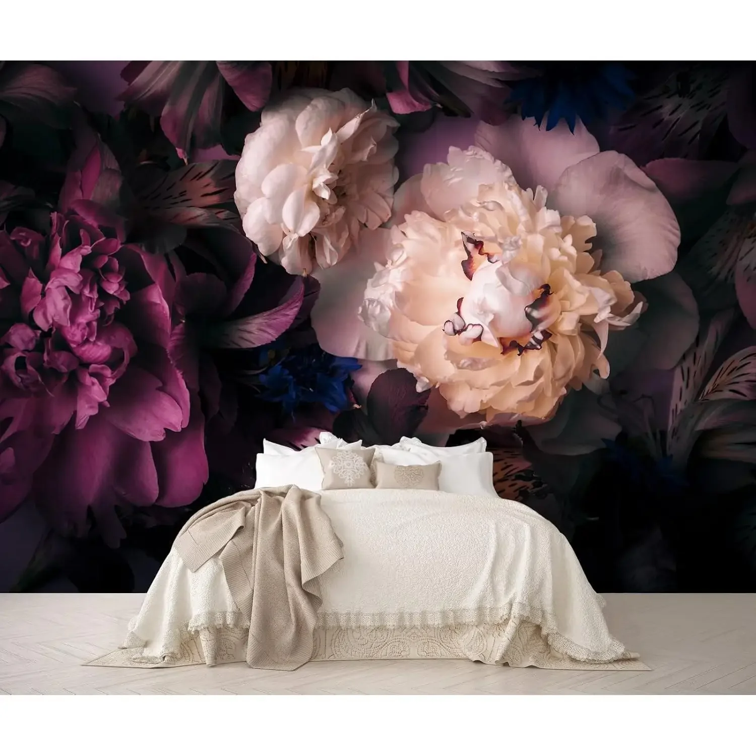 Premium Floral Tapestry Wall Hanging Peony Flower Print Polyester Botanical Decor Art for Living Room Bedroom Home Wall Art