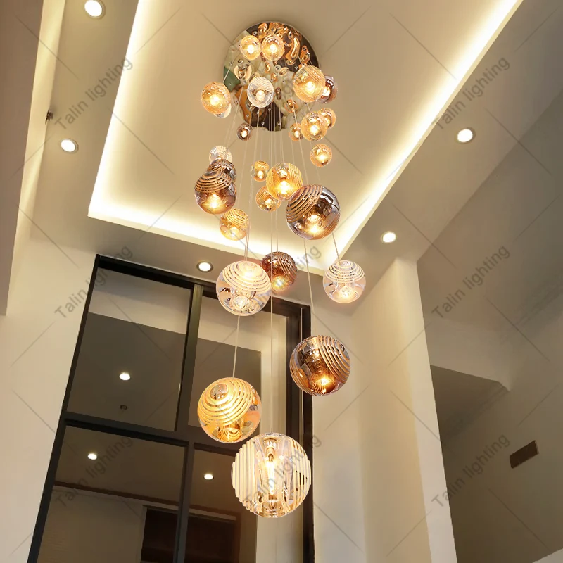 Modern Luxury Chandelier For High Ceiling Hotel Home Staircase Stair Long Crystal Grass Ceiling Chandeliers & Pendant Lights