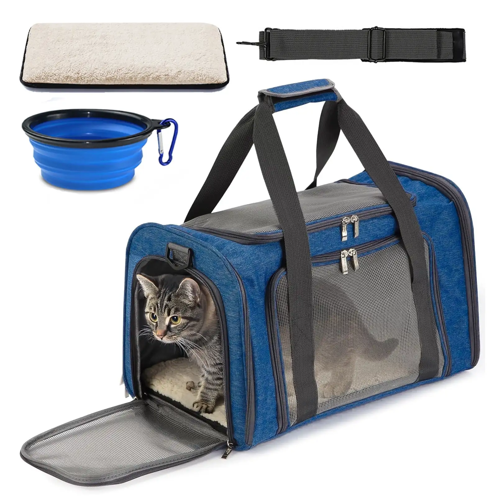 

Pet Travel Backpack, for Cats & Small Dogs,Comfortable & Breathable, Ideal for Long Journeys,Blue