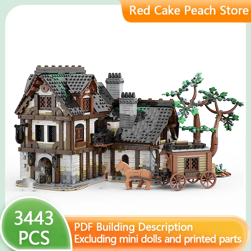 Medieval Castle Street View Model MOC Building Bricks Medieval Tavern Modular Technology Gift Holiday Assemble Children Toy Suit