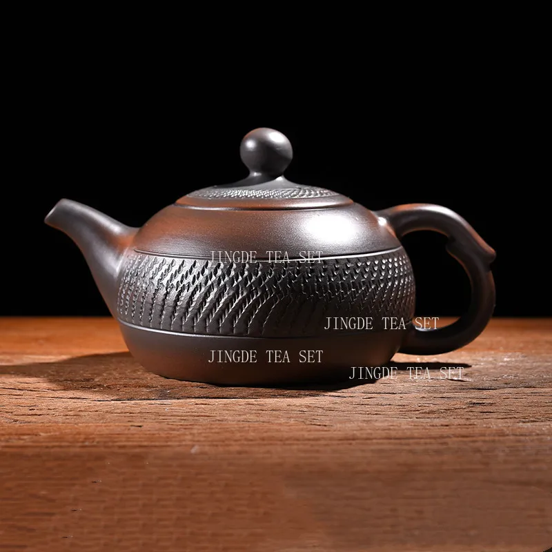 إبريق شاي فخار أرجواني من السيراميك، غلاية شاي منزلية صينية شبه مصنوعة يدويًا من Pu Erh Kung Fu