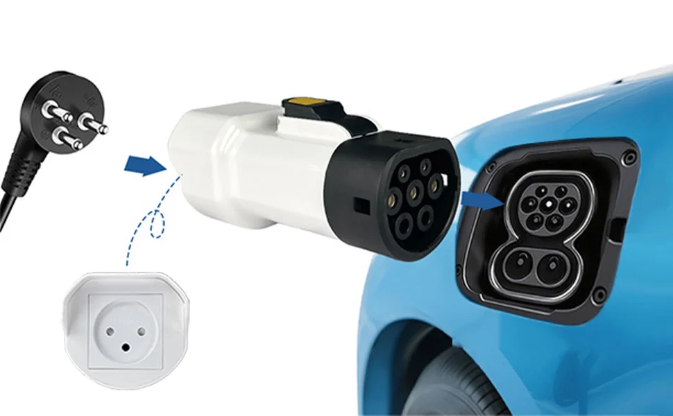 EVqiaoyi Typ 2 V2L-Entladeradapter mit israelischer Steckdose, tragbarer Typ-2-Auto-Entladestecker für Jaecoo 7 BYD – Detail 3