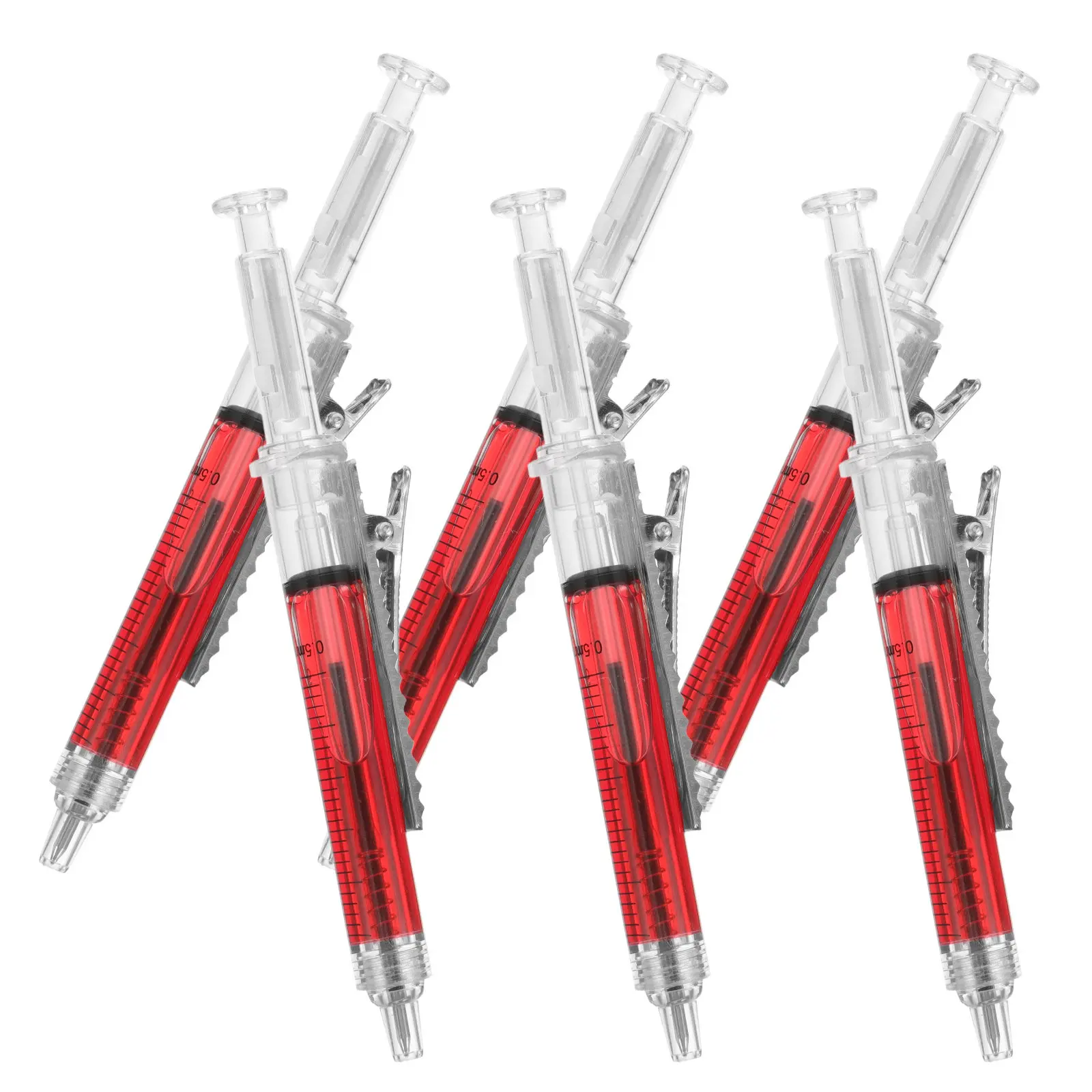 

6Pcs Women Blood Syringe Hair Clips Barrettes Plastic Nonslip Party Styling Clips Creative Hair Accessories for Daily Use