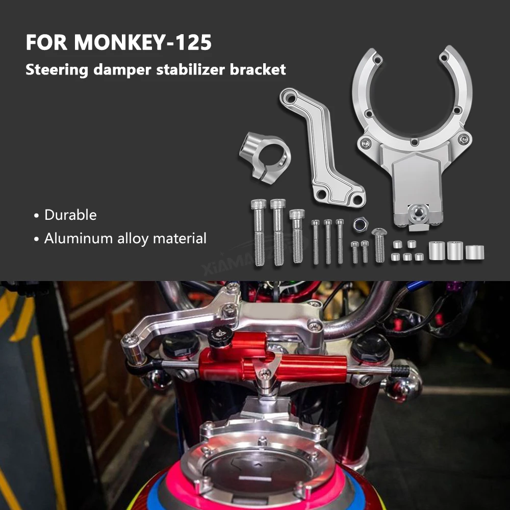 For Monkey 125 motorcycle Accessories monkey125 new Steering Damper Stabilizer Bracket Support Mounting Kit Aluminum damper