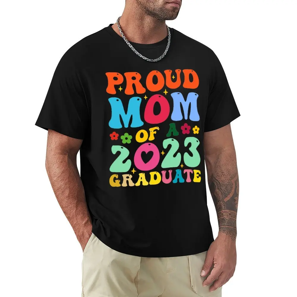 Teachers' Day Proud Mom 2023 Graduate Apron Spreadshi Tees Vintage T-shirt Round Neck  Sports  Humor Graphic Leisure USA Size