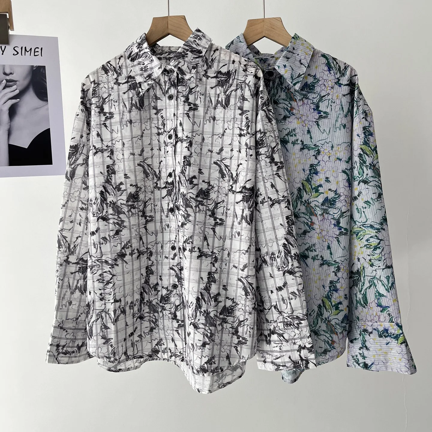 

Women's Autumn Versatile Loose Design Medium and Long Printed Plaid Shirt 092-1179