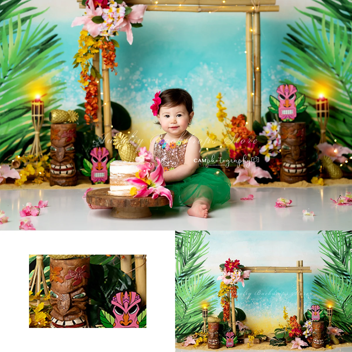 

Tropic Affair Background Birthday Cake Smash Kids Adult Photography Prop Child Baby Photocall Beach Bamboo Frame Photo Backdrop