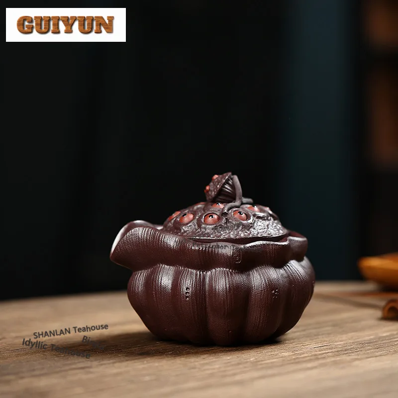 

330 мл чайники ручной работы Исин из фиолетовой глины, горшок ручной работы с необработанной рудой, фиолетовый грязевой чайник, чайный сервиз Цзыша, посуда, украшения