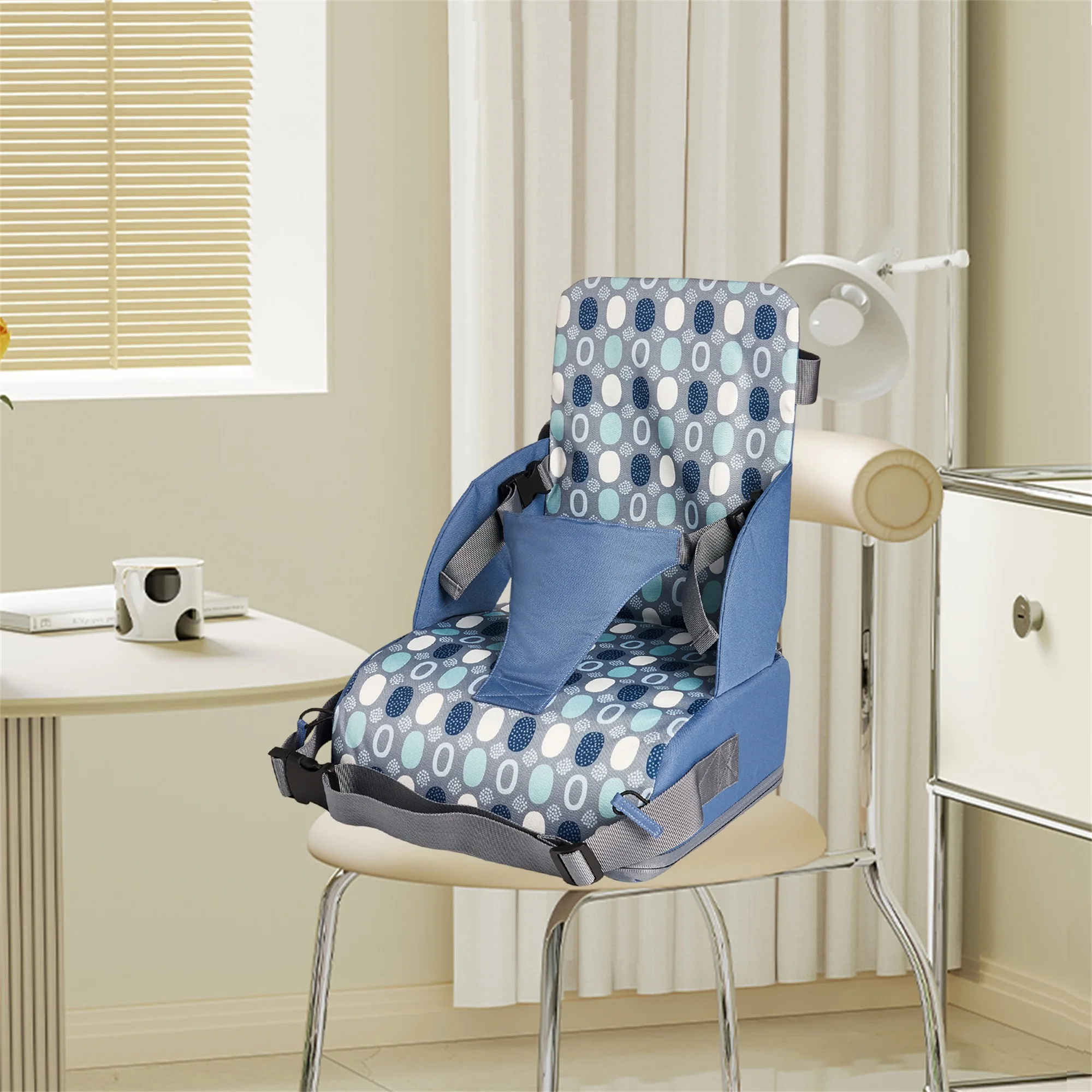 

Portable Toddler Booster Seat with Non-Slip Bottom and Safety Straps for Dining Table - Comfortable Baby Booster Seat with