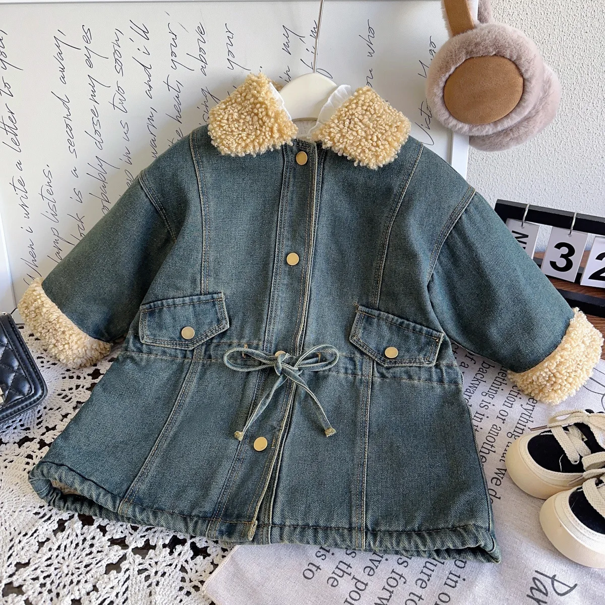 Girls Denim Coats Winter 2025 Children Thick Velvet Long Tops Outerwear For Baby Warm Clothes Jackets Kids Fashion Down Parkas 7