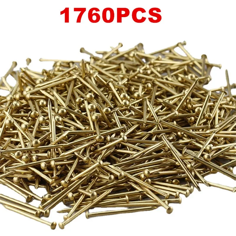 1pack Copper Brass Round Head Nail Self-tapping Screws for Furniture Hinge Jewelry Box Fastener Sofa Decorative Tack Hardware