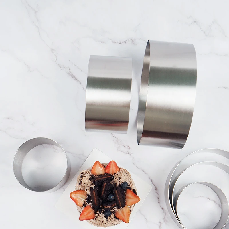 قالب حلقة الكيك على شكل دائري من الفولاذ المقاوم للصدأ قابل لإعادة الاستخدام أداة خبز ذاتية الصنع ملحقات أدوات المطبخ والمعجنات #2