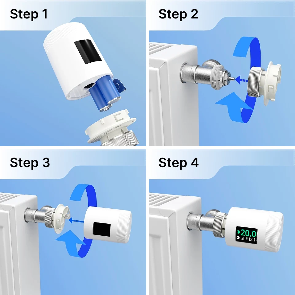 Tuya Smart thermostat TRV Wi-Fi6 thermostatic radiator valve actuator programmable battery power heating controller alexa google