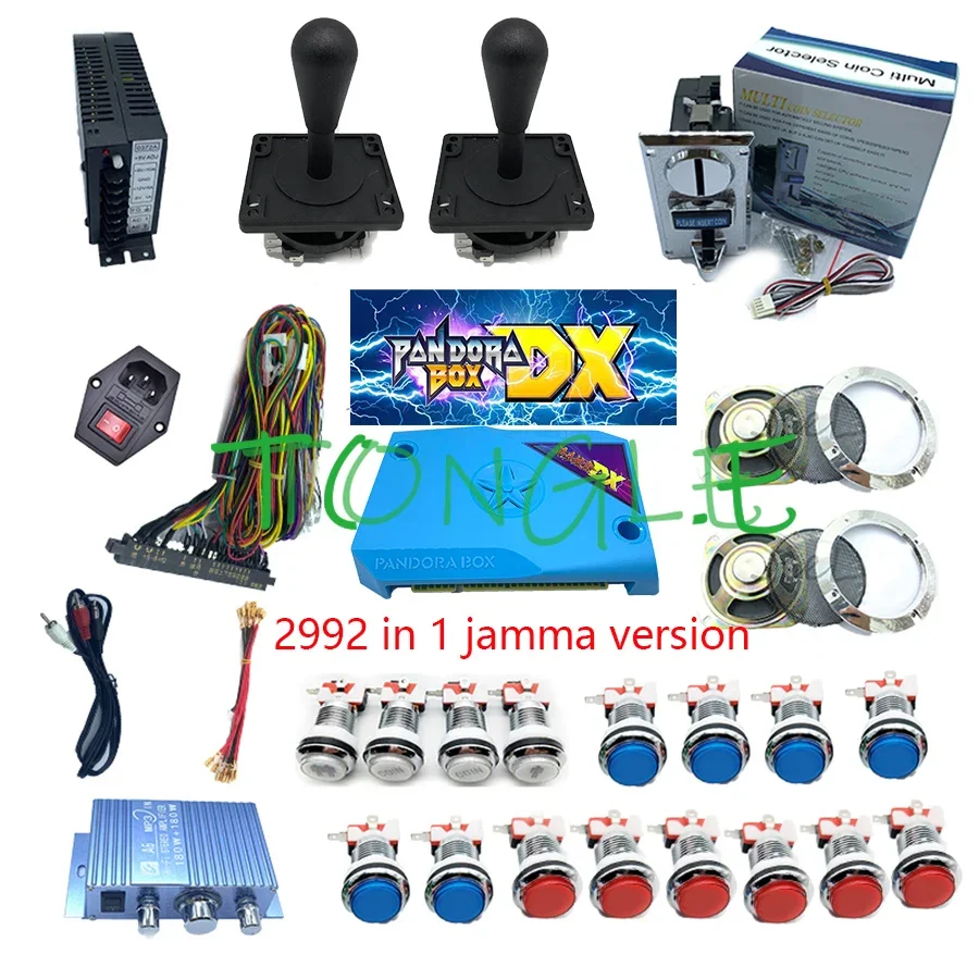 

Jamma Verison Pandora Box DX 2992 in 1 diy Kit for Arcade Cabinet Silver Button Joystick Coin Acceptor Amplifier CGA VGA HDMI