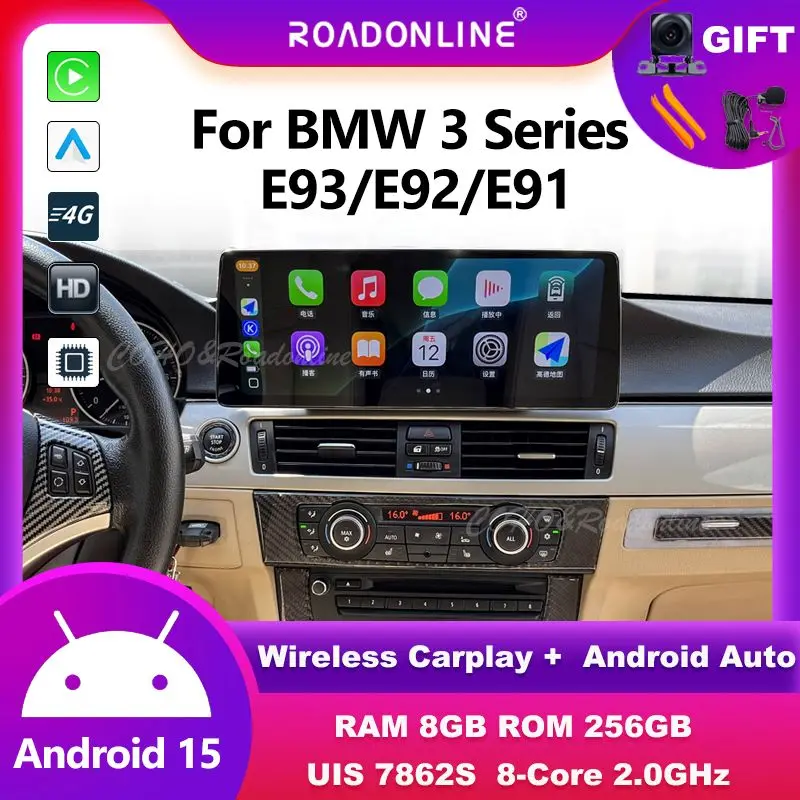 

Android 15 Car Stereo For BMW 3 Series E91 E92 E93 Multimedia Player GPS Touch Screen Wireless CarPlay Head Unit