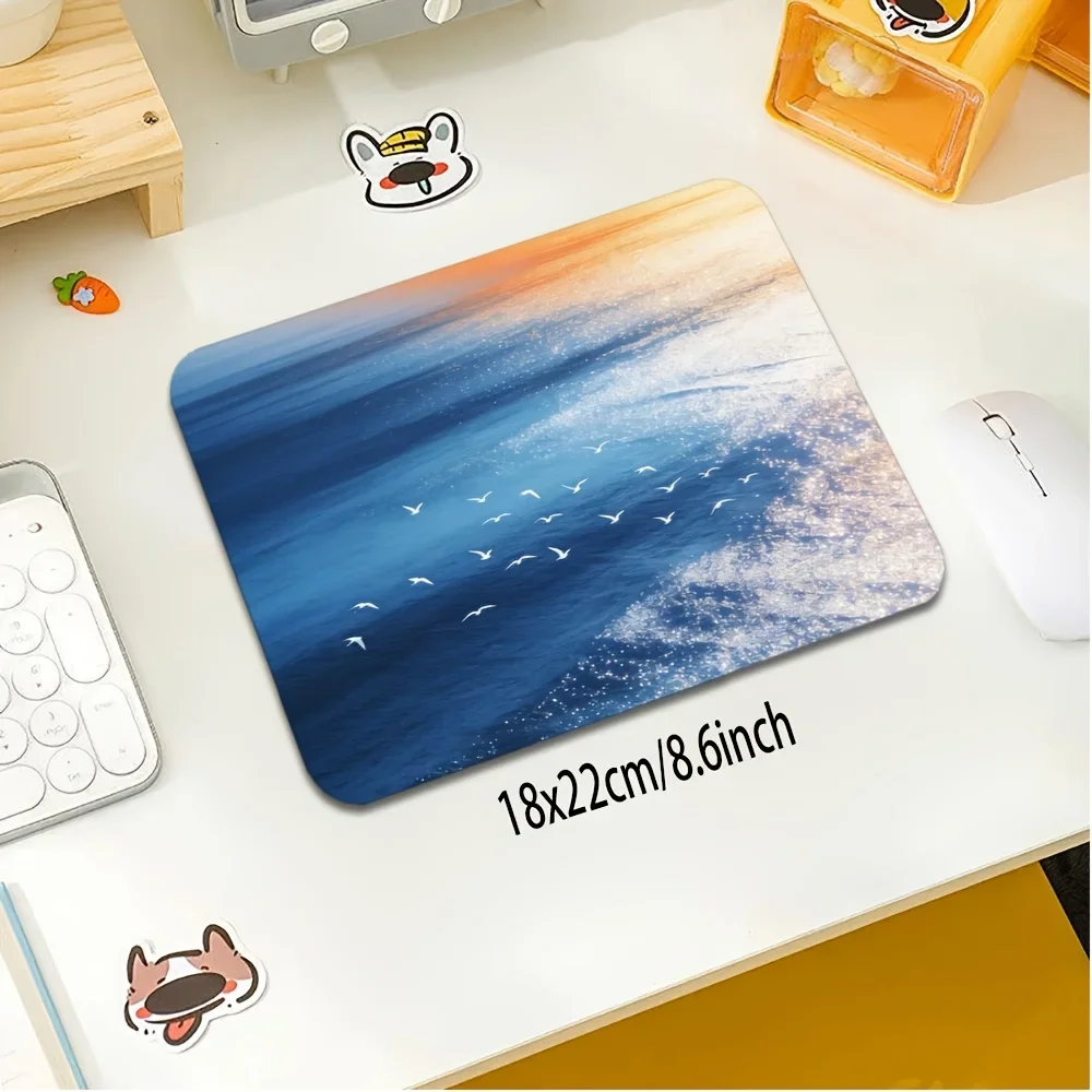 CIFBUY Small Gaming Mouse Pad Seaside Seagull Pattern 18x22cm Non Slip Rubber Base HD Print Computer Pad for Office Home Laptop