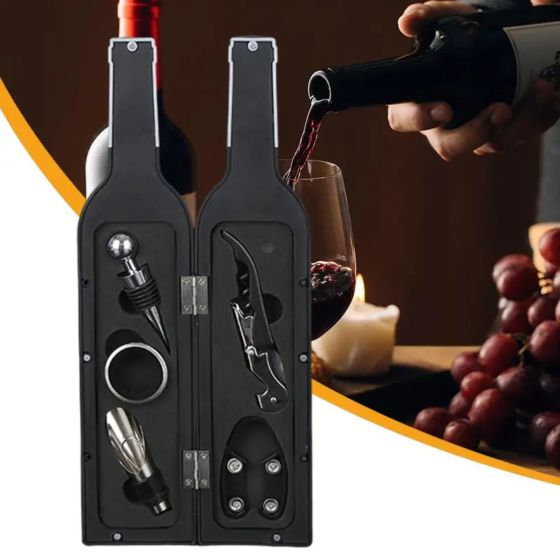 

Red wine bottle opener bar kit 5Pcs champagne bottle opener set wine bottle opener set for home holiday party bottle opening