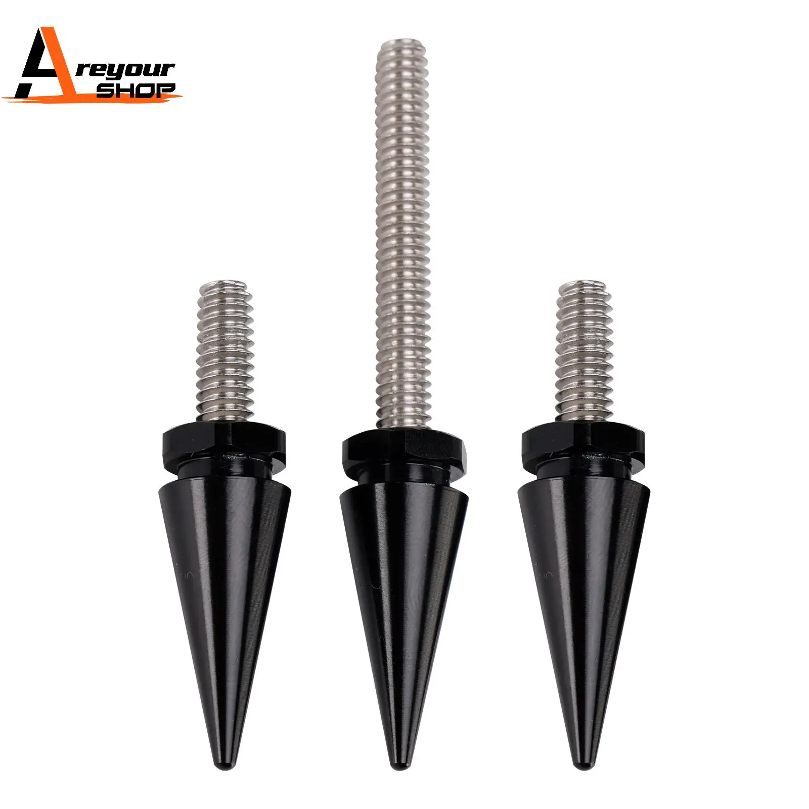 

3X BLACK/SILVER 1/2"-20 WINDSHIELD FAIRING MOUNTING SPIKE BOLTS FOR TOURING 2014-2025