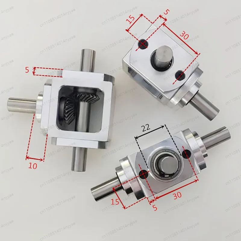 Compact 1:1 T-Type Cross Reversing Shaft Right-Angle Transmission Gearbox with 10mm Shaft - Bevel Gear Reducer view 5
