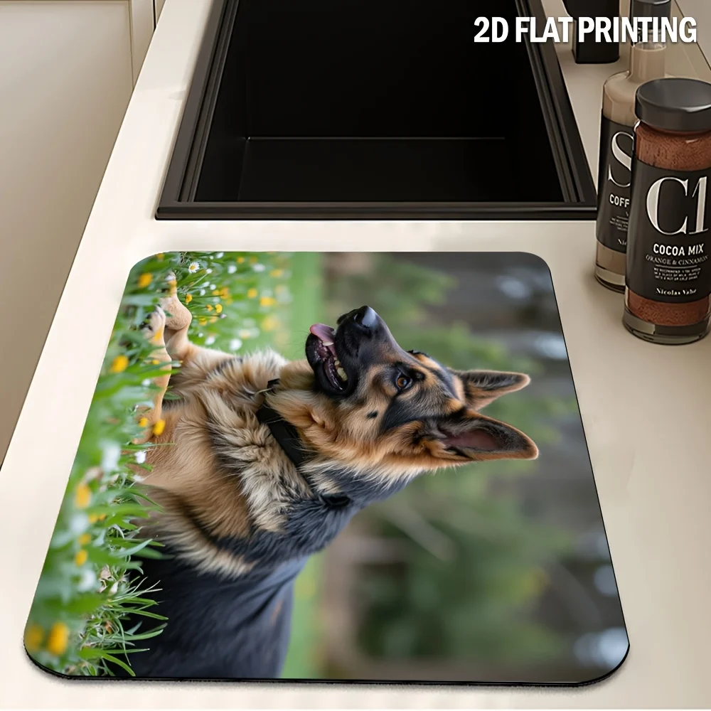 Realistic German Shepherd Dog Photo Print Mouse Pad Pet Lovers Gift Mat Decorative Animal Dog Home Office Decor