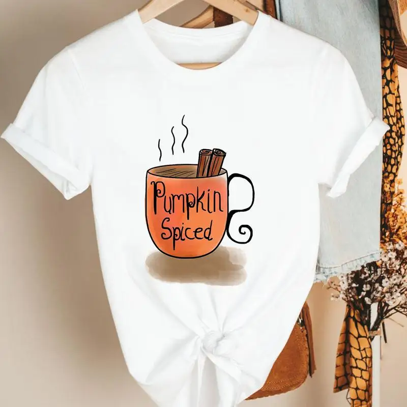 

Women Pumpkin Spice Halloween Fall Autumn Thanksgiving Cartoon Kawaii Fashion Clothes Tee Top Tshirt Female Graphic T-shirt