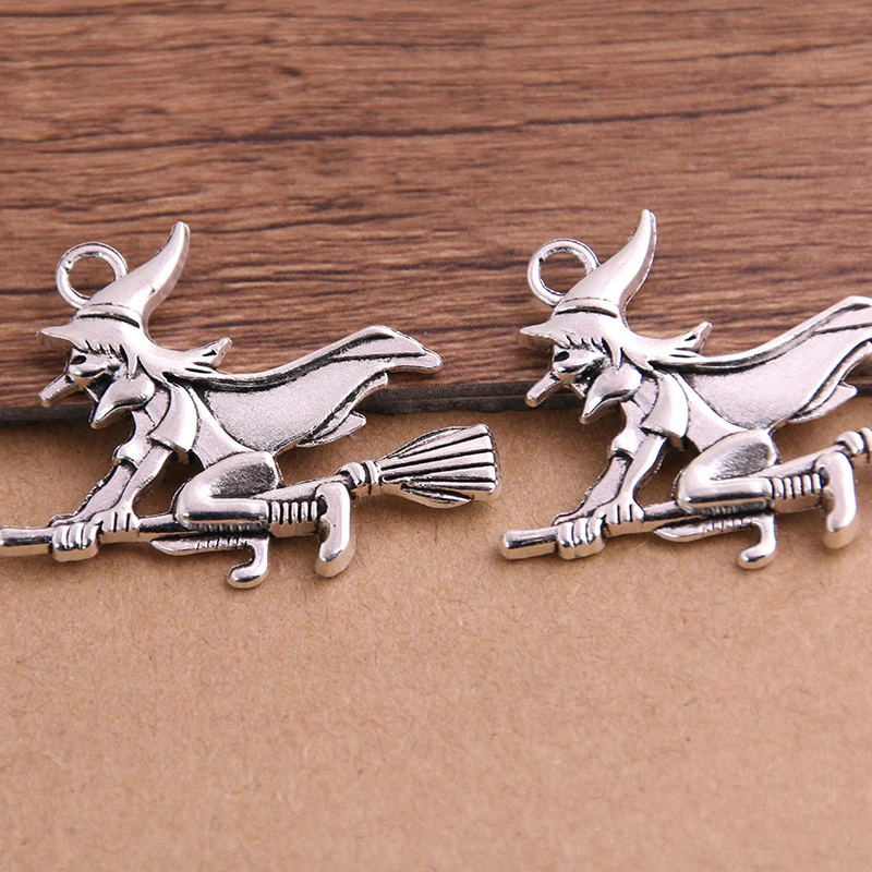 6PCS 30*38mm Vintage Metal Witch Witchcraft Charms DIY Handmade Accessories Classic Charm Jewelry Making