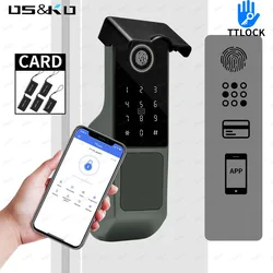 TTLOCK Smart Door Lock  Fingerprint Rim Lock Smart Card Digital Code Electronic Door Lock  Outdoor Electronic Lock