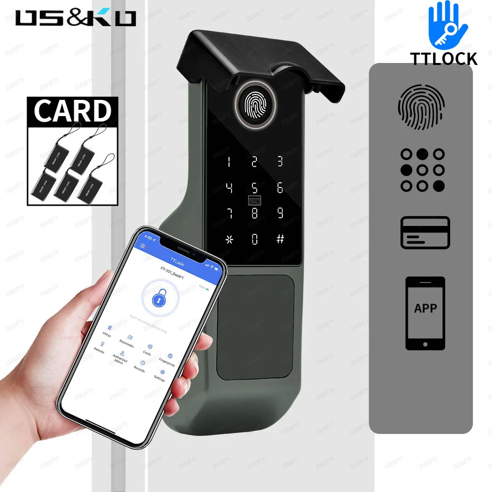 Imagem -01 - Ttlock Fechadura da Porta Inteligente com Código Digital Bloqueio de Impressão Digital com Cartão Inteligente Fechadura Eletrônica ao ar Livre ttlock fechadura da porta inteligente com codigo digital bloqueio de impressao digital com cartao inteligente fechadura eletronica ao ar livre 01