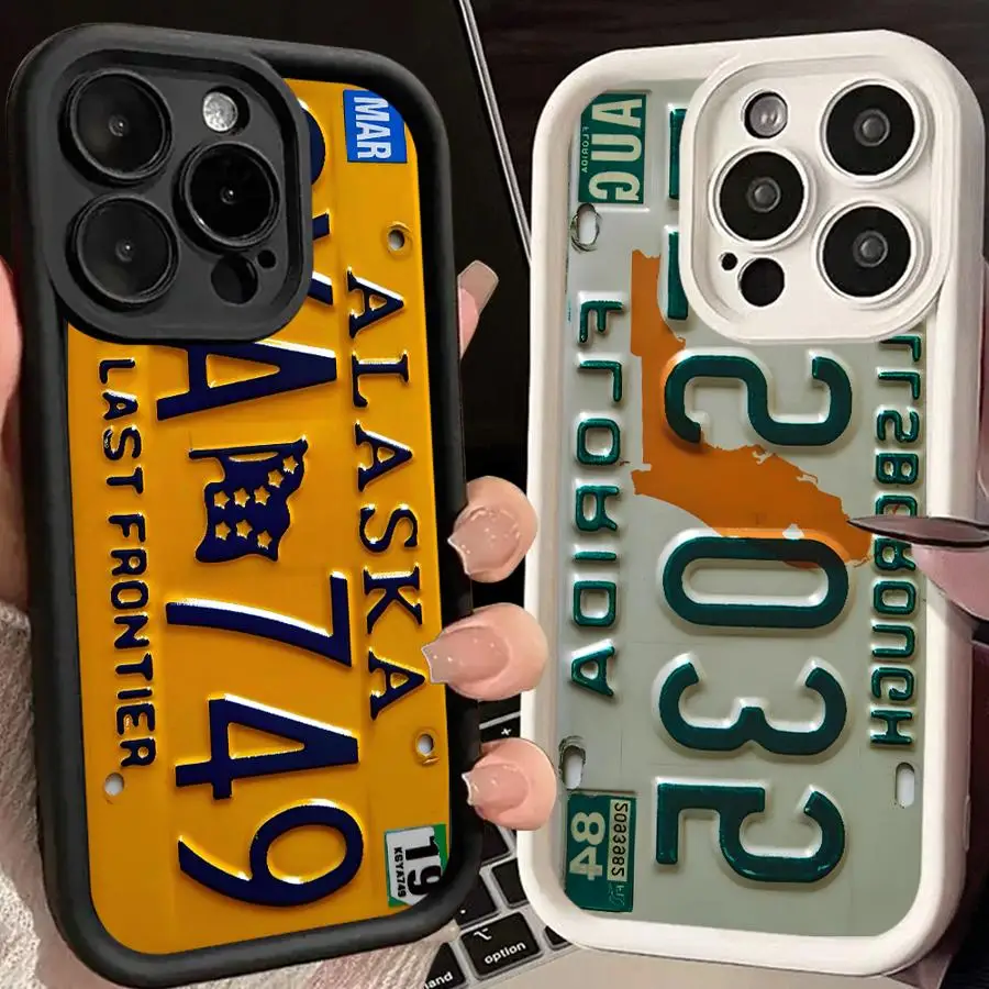

Phone Cover Case for iPhone 17 15 Plus 16 Pro Max 12 11Pro 13 11 Air 14 Vehicle License Plate