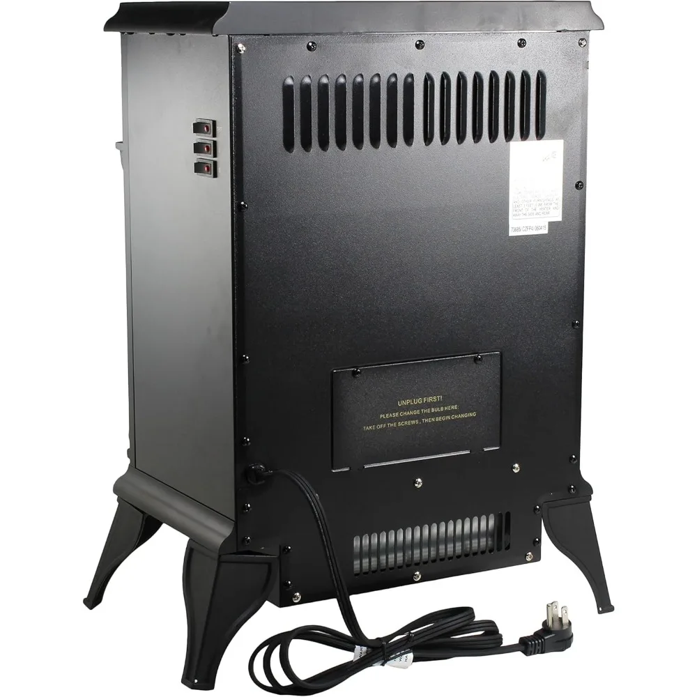 Calentador de espacio para chimenea eléctrica Comfort Zone, estilo de estufa cálida tradicional, efecto de llama 3D realista, termostato ajustable y