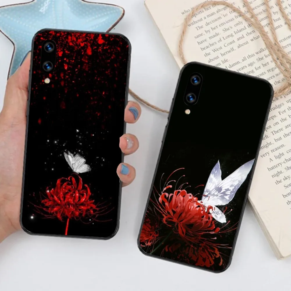 Red Spider Lily Mobile Cell Phone Case for Huawei Mate 40 30 20 10 Pro Lite Nova 9 8 5T Y7p Y7 Black Soft Phone Cover Funda