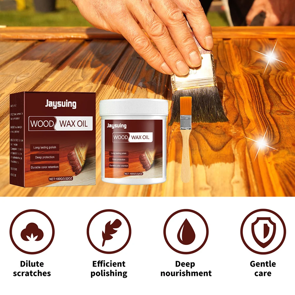 100g Wood Furniture Floor Polishing Agent Anti-Corrosion Wood Wax Oil Wood Furniture Cleaner Non-Toxic Wooden Floor Maintenance