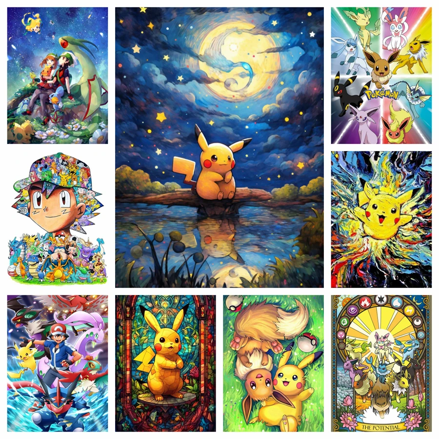 Pokemon Pikachu 5D DIY Diamant Malerei Kreuzstich Niedliche Cartoon Kunst Mosaik Runde Stickerei Home Decor Kinder Geschenk