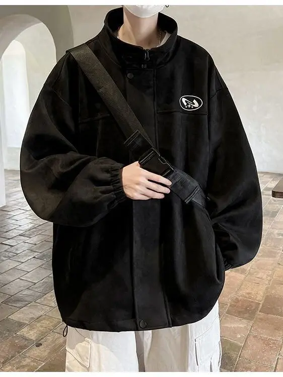 겨울 신상 남성 재킷 칼라 플리스 안감 캐주얼 스타일 소년용 미국 레저웨어 트렌디 스트리트웨어 청소년용